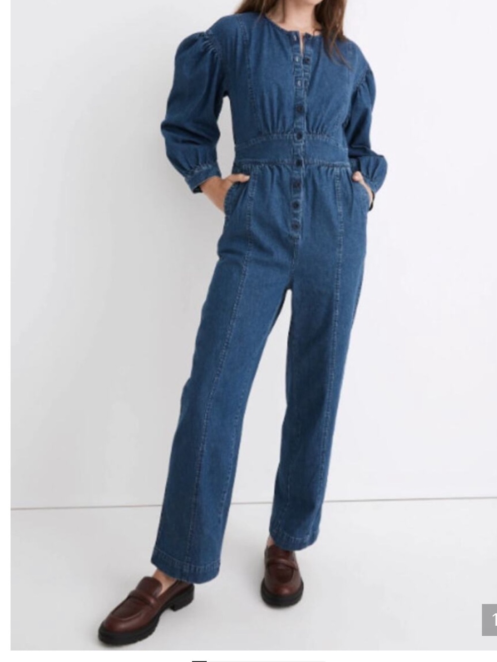 Madewell NWT Denim Straight-Leg Jumpsuit Size 10 McNeil Wash NH079